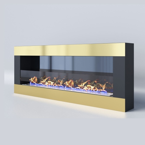 Биокамин "Русский огонь" Голд 1500N настенный с защитным и декоративным стеклом