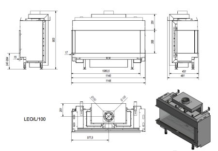 Газовая топка Kratki LEO/L/100/NG (магистральный газ)