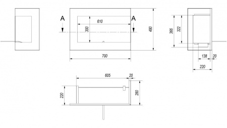 Биокамин Kratki DELTA/P/700 угловая, TUV Биокамин Kratki DELTA/P/700 угловая, TUV по цене €684